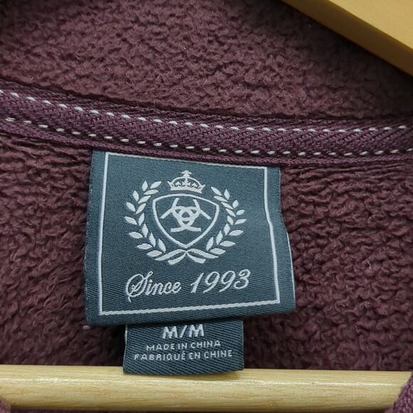 Ariat maroon zippered equestrian fleece jacket size medium - Picture 3 of 7
